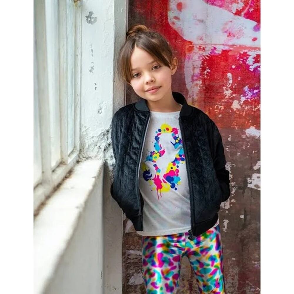 Appaman Girls Black Nikki Quilted Velour Bomber Jacket size 14